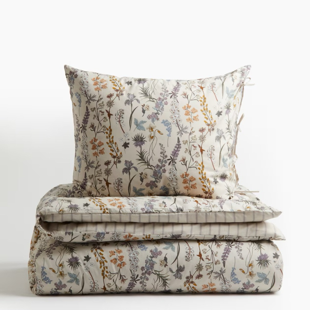 H&M Twin Multicolor Floral Duvet Cover Set